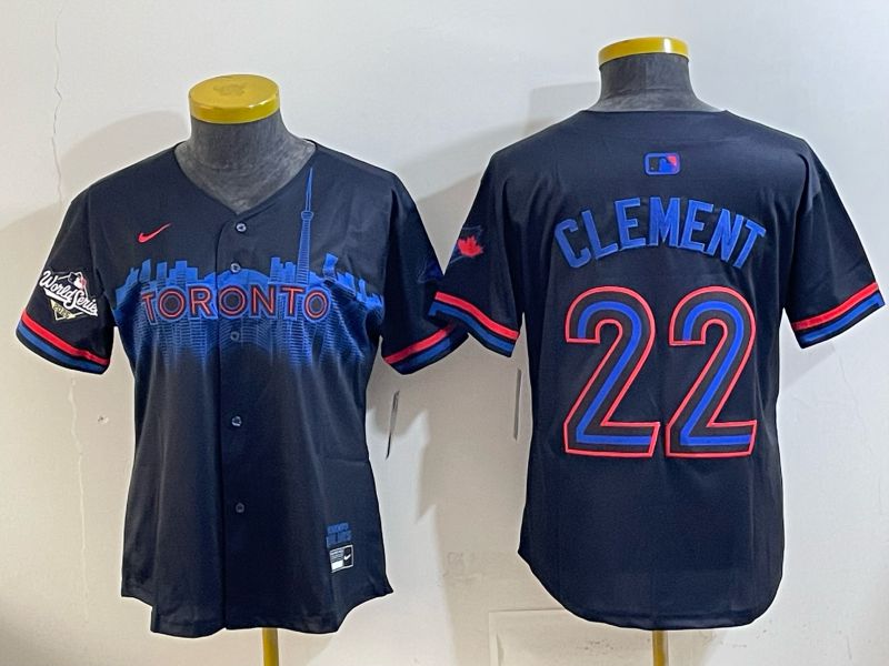 Women 2025 Nike Toronto Blue Jays #22 Clement black Game MLB Jersey 03